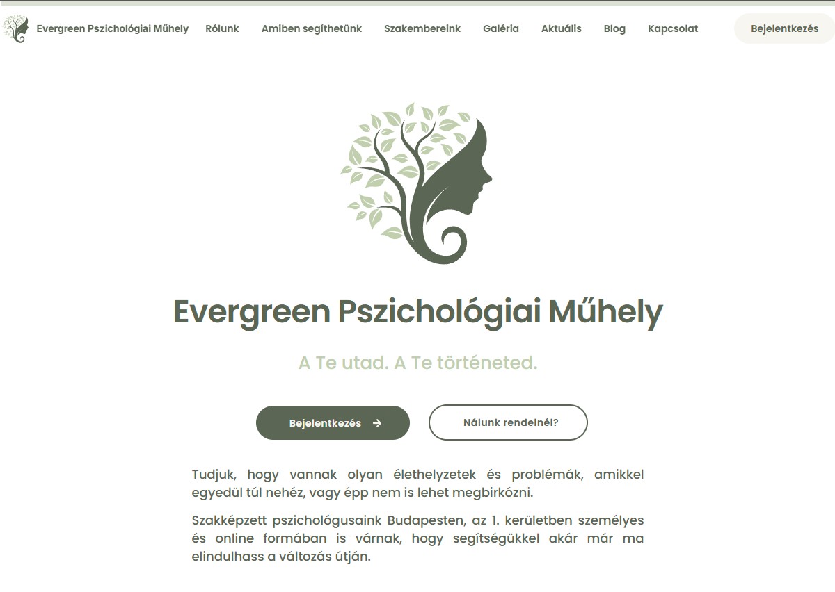 Weboldal készítés referencia - evergreenpszichologia.hu